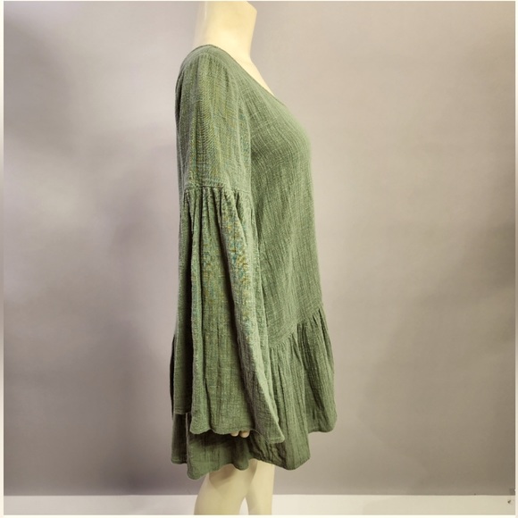 Free People L S Gauze Peasant Style Smock Tunic small Beautiful Green - Picture 2 of 5